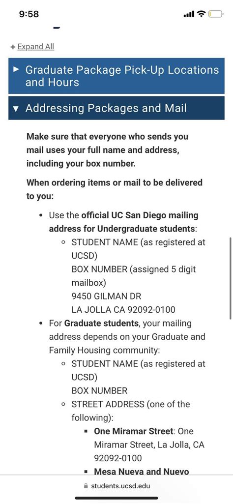 ucsd mailing address